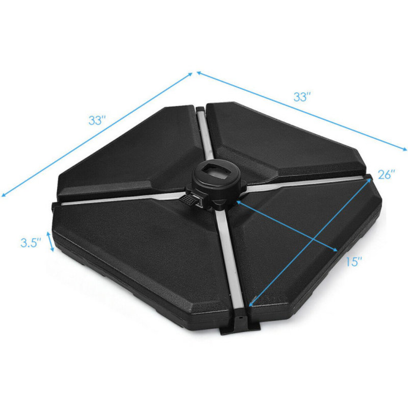 Black Triangular Plastic Outdoor Umbrella Base Set