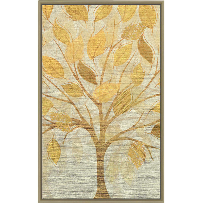 «Golden Orchard», reproduction de peinture acrylique sur toile, H 51,5 po x l 31,5 po x P 2 po, Cadre flottant champagne