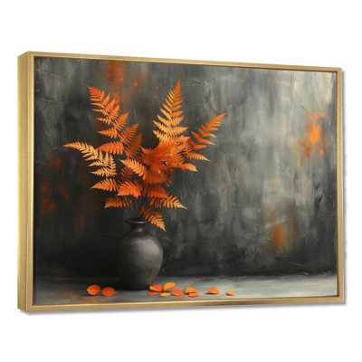 Fougère orange, gris, charme rustique - fougères, art mural