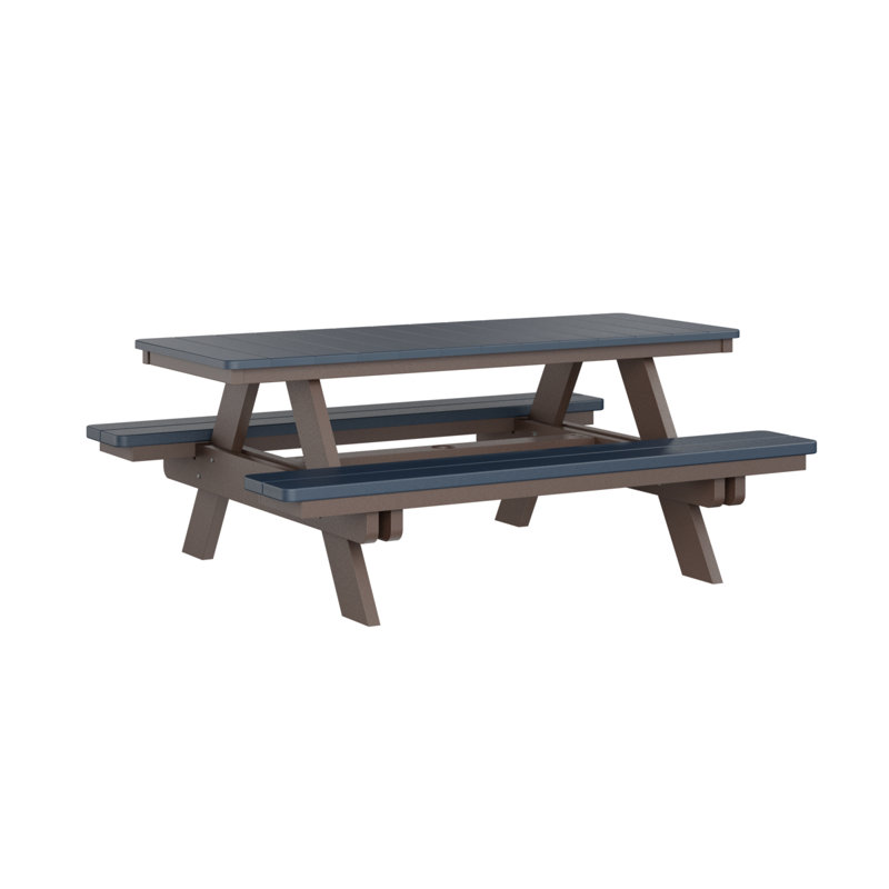 Table de pique-nique rectangulaire Berlin Gardens Ada, Navy Blue Top/Chocolate Brown Base