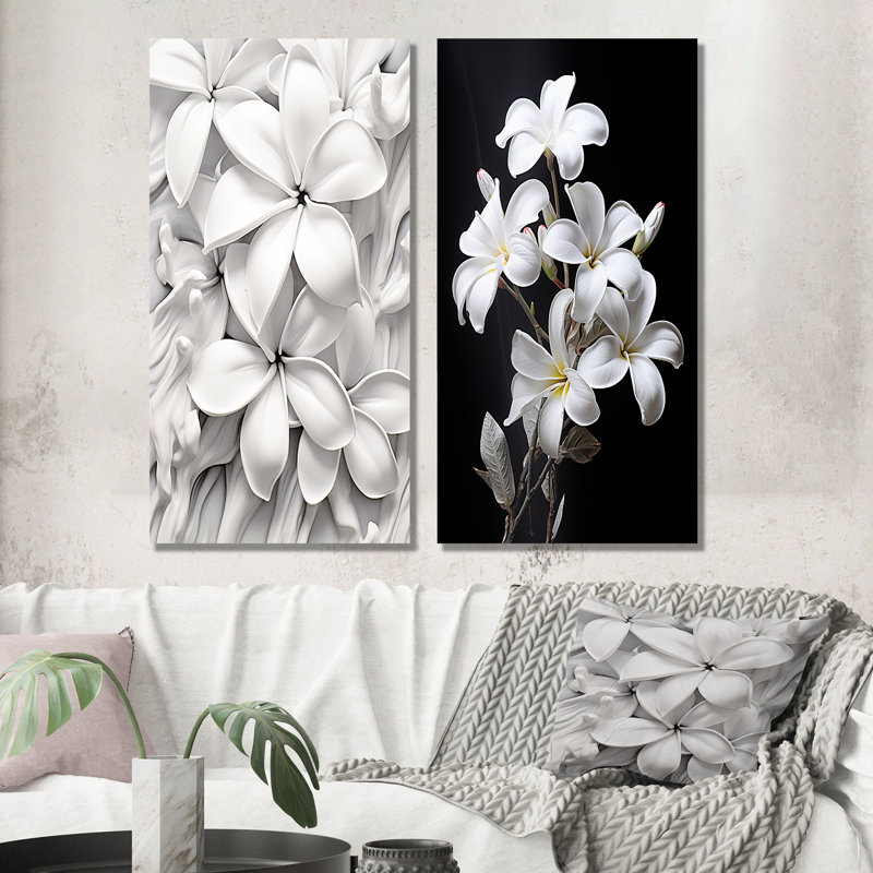 Parfumée Plumeria Serenade - ensemble de 2 décorations murales en métal Plumeria, H 28 po x l 24 po
