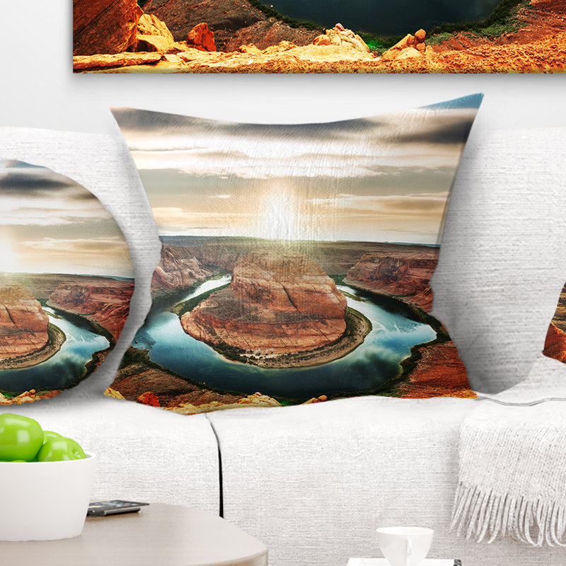 Coussin Schafer Landscape Horseshoe Bend at Sunset, 18 po x 18 po, Coussin décoratif