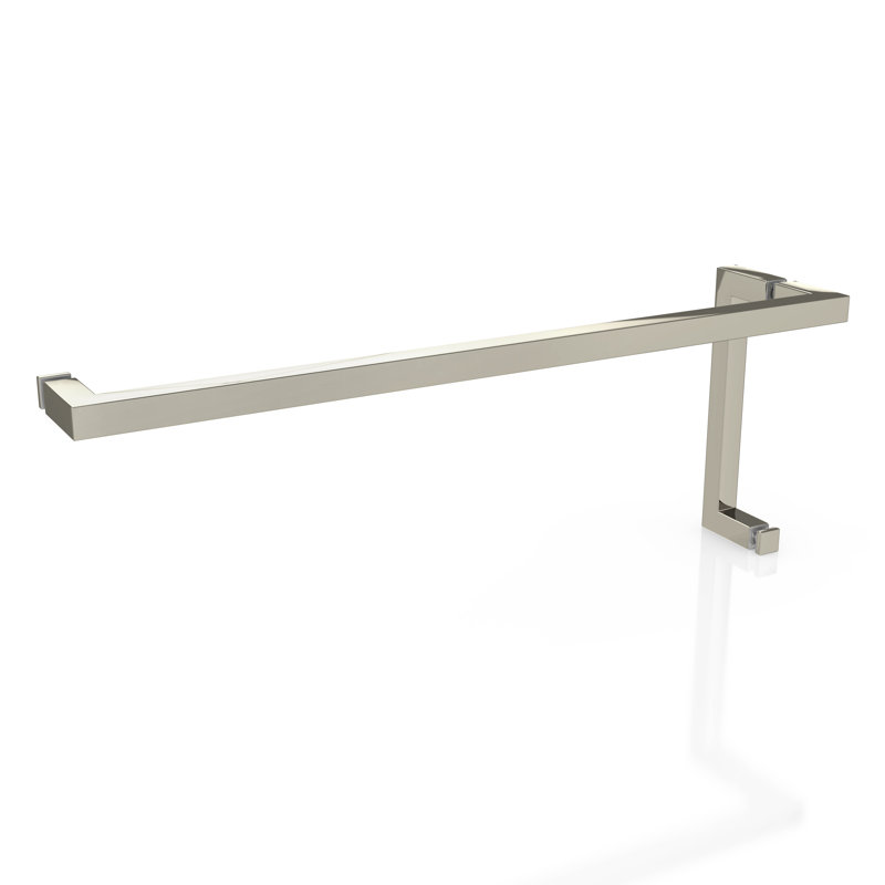 Mimas 51.75 in. x 78 in. Fully Frameless Glass Hinge Towel Bar Shower Door, Polished Nickel