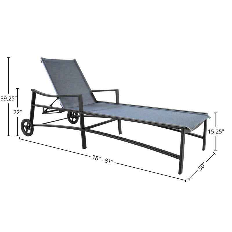 Avana Outdoor Chaise Lounge, Graphite, Augustine Fennel