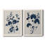 Bleu marine et feuilles de lin II, toile encadrée de qualité supérieure - prête à être accrochée-891490065-891490079
