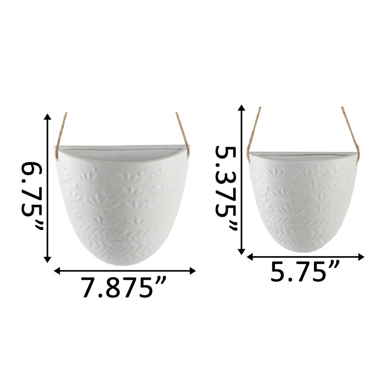 Ensemble de pots à fleurs suspendus en céramique 2 pièces Phobos