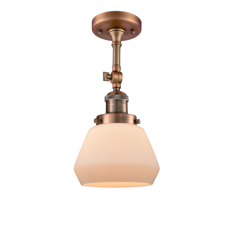 Rivka Glass Semi Flush Mount, No Bulb Included, Matte White Cased, Black Antique Brass