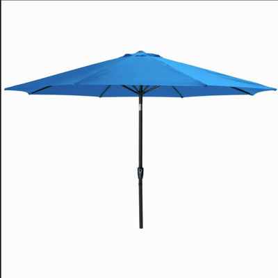 11 Feet Blue Market Patio Umbrella With Crank Lift , Tilt * Ribs, UV-Resistant Canopy For Pool, Backyard & Patio (Without Base)