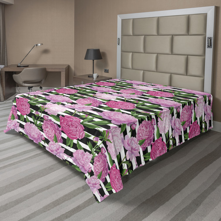 Ambesonne, drap plat floral pivoines, art botanique printanier