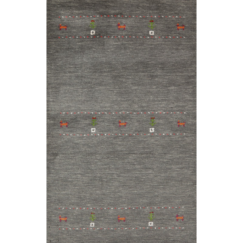 Tapis indien en laine fait à la main de style Gabbeh 3 x 5