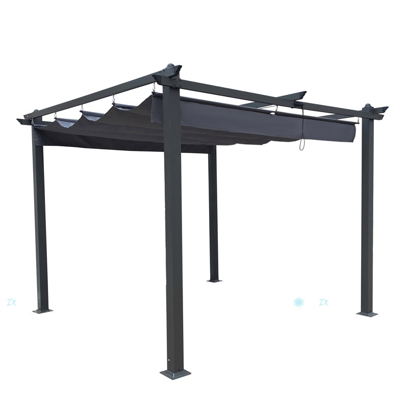 Pergola escamotable d'extérieur avec auvent pour parasol