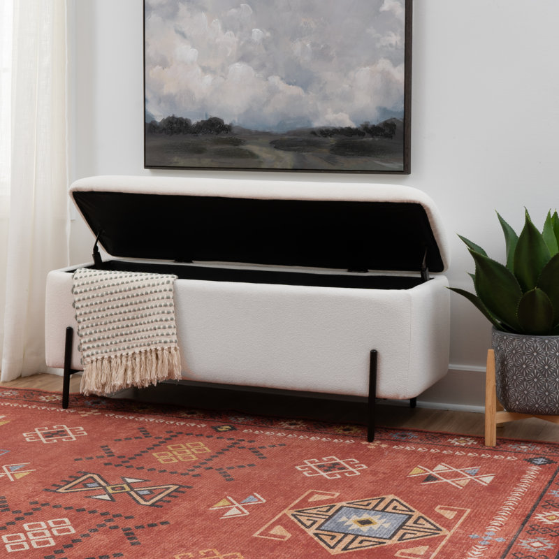 Banc de rangement rembourré MacLaren, Crème, crème