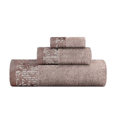 Carinna Cotton Medium Weight Floral Jacquard Border Assorted Bathroom Towel Set