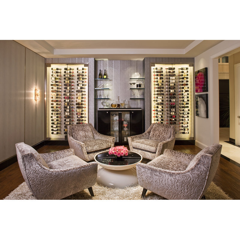Chumasero 21 Bottle Wall Mounted Wine Bottle Rack, Brushed Nickel