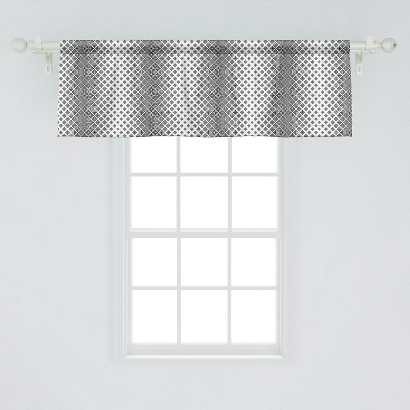 Black and White Geometric Satin Rod Pocket Valance Set