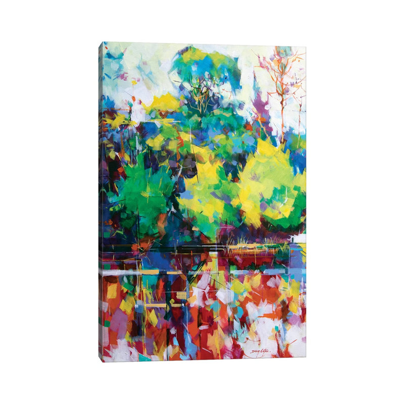 Cannop Ponds by Doug Eaton - Painting on Canvas, 30.48 cm H x 45.72 cm W, Wrapped Canvas