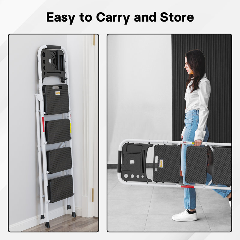 4 - Step Folding Step Ladder, White