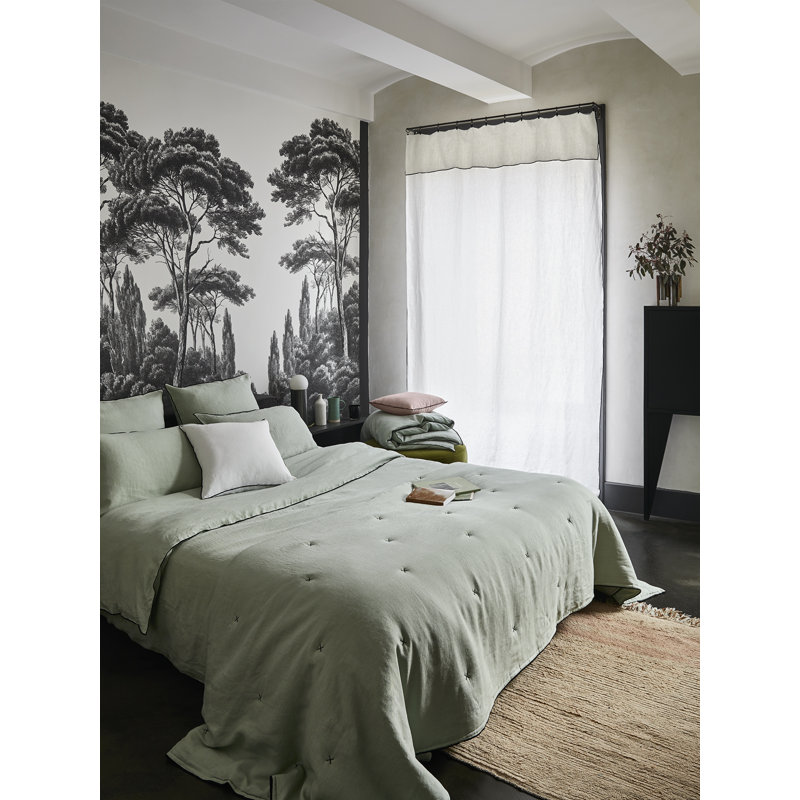 100% Linen No Pattern Bedspread, Laurel