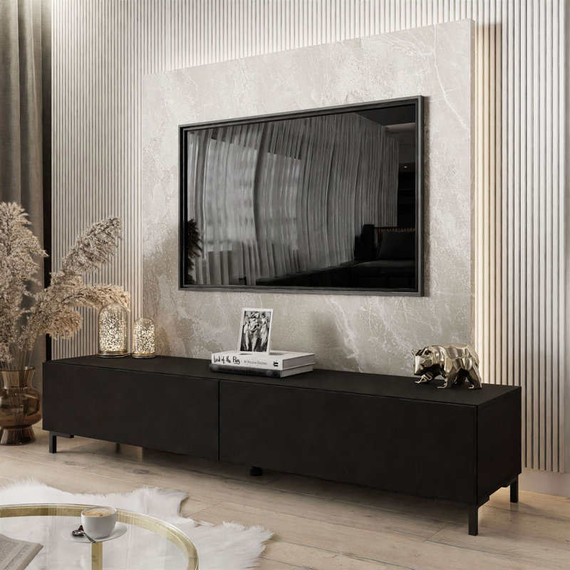 Loman Unfinished TV Stand for TVs up to 75", Black