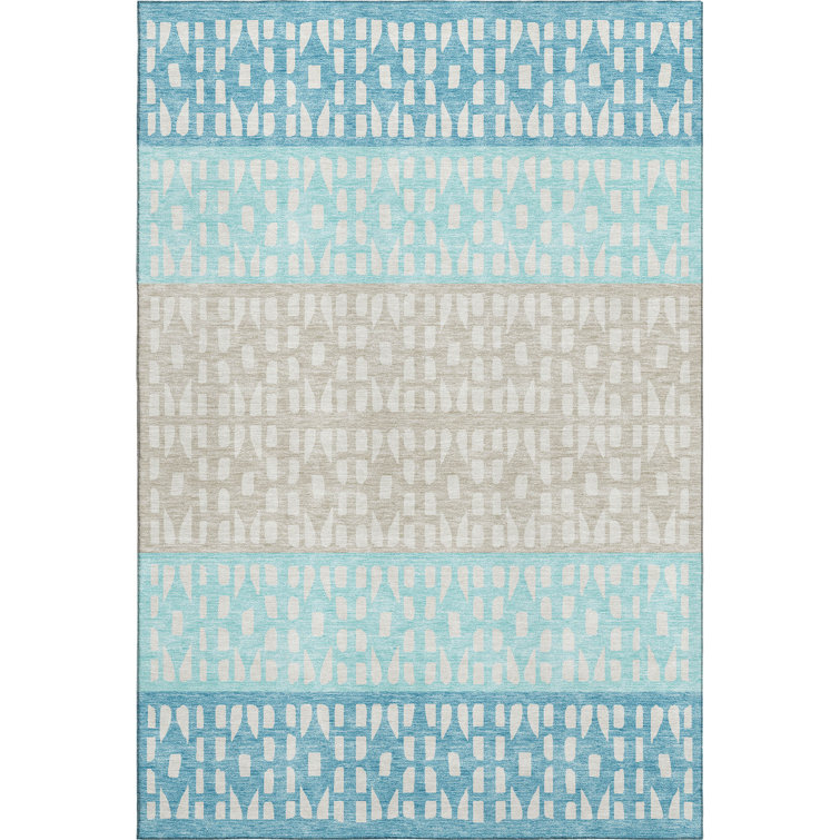 Premium Machine Washable Prisco Teal Rug