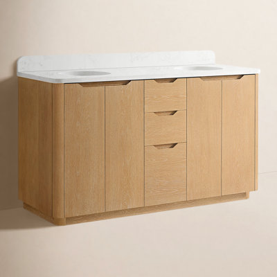 Innes 60" Marble Top Double Sink Bathroom Vanity