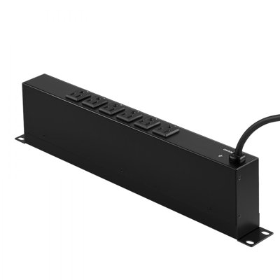 19" 1U PDU 12 Outlets Rack Mount Power Strip Surge Overload Protection