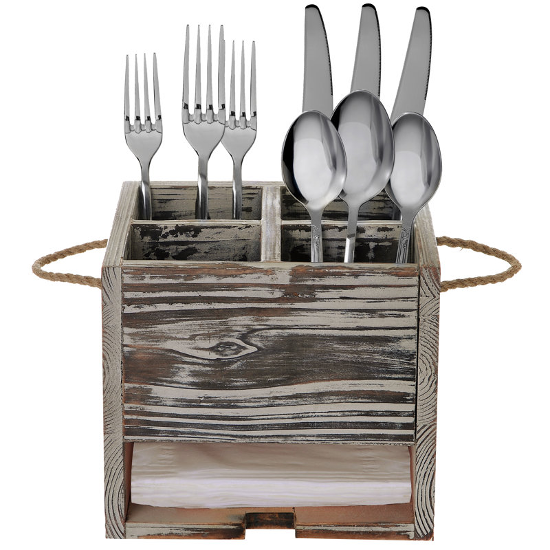 Wood Rectangle Flatware Caddy