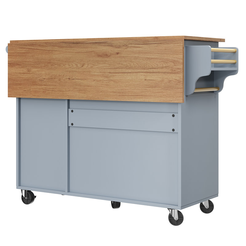 Kitchen Island With 2 Doors And 5 Drawer, Blue