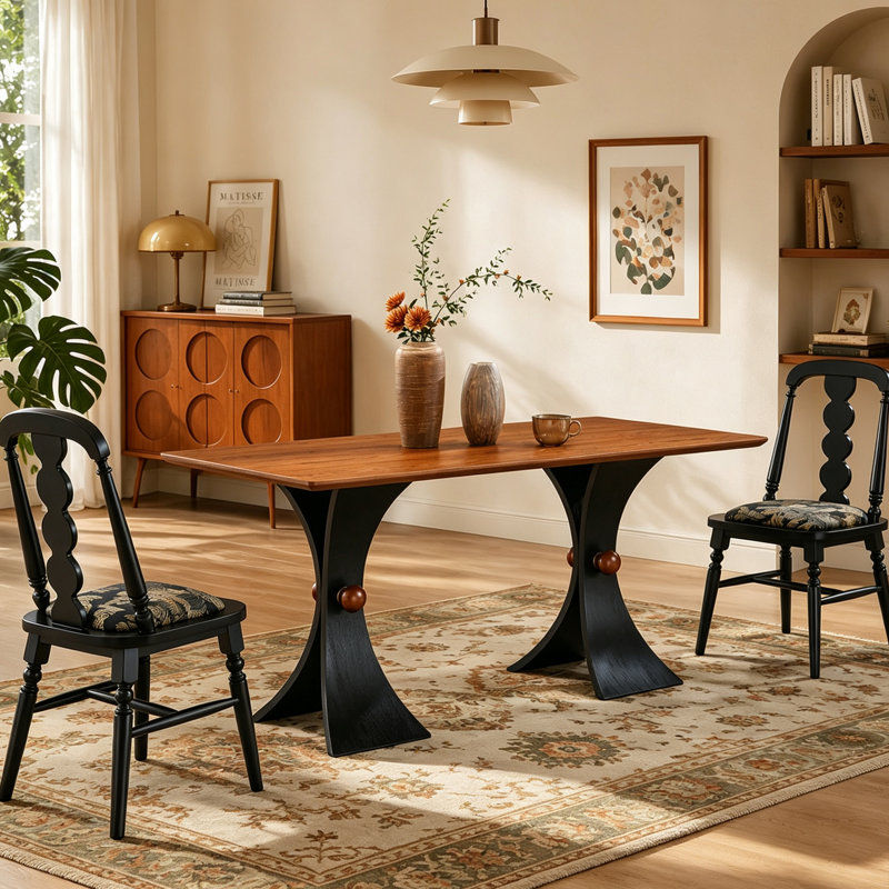 Table de salle à manger rectangulaire Vintage en bois massif brun, 29.53" H x 62.99" W x 31.5" D