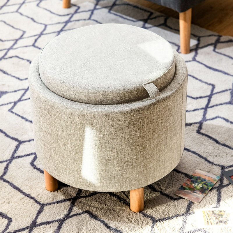 Wollstone Upholstered Ottoman, Beige