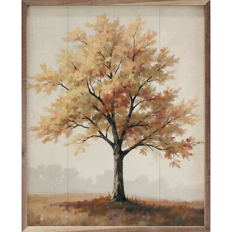 Autumn Tree On Hill, 10" H x 8" W