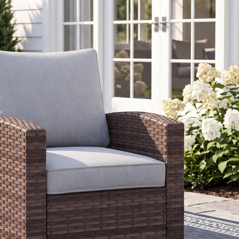 Outdoor Hand-Woven Wicker Patio Swivel Chair, Gray, Gray