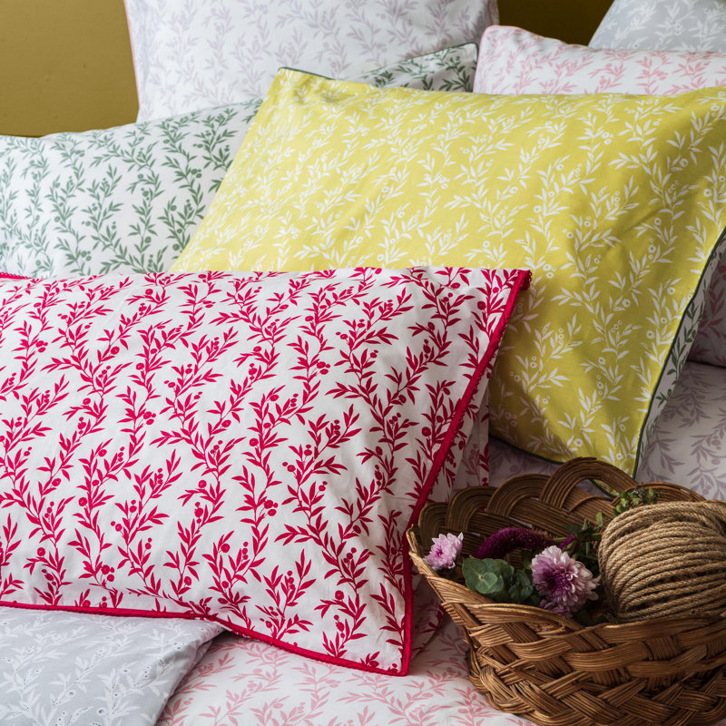 100% Cotton - Set of 2, Yellow, Floral