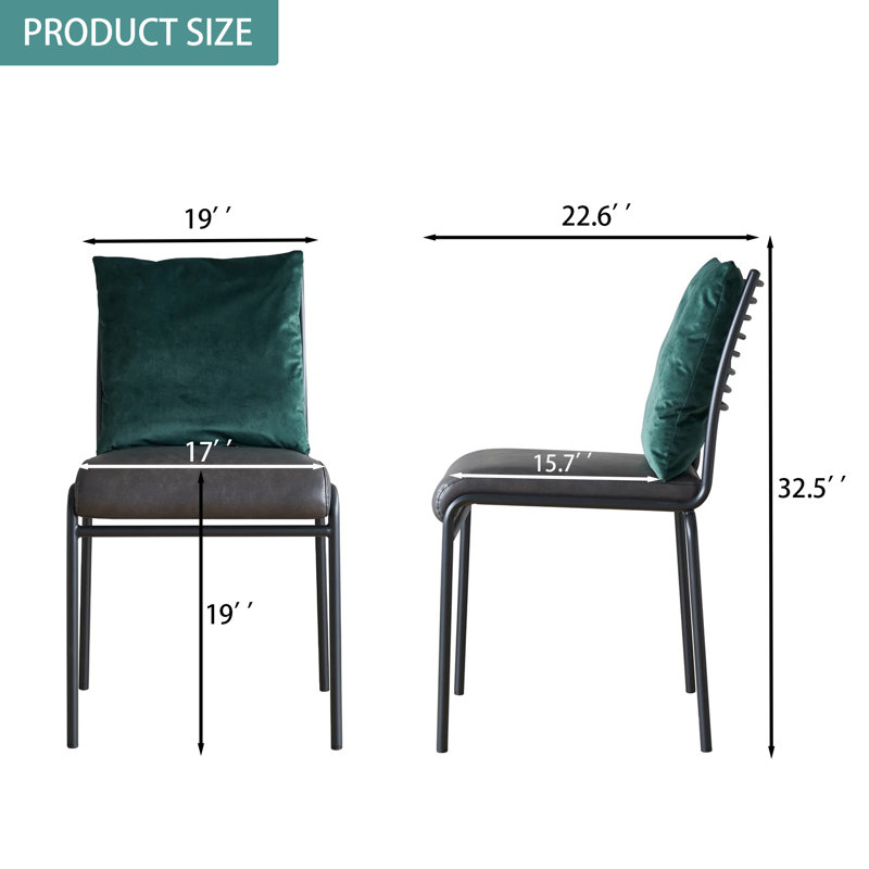 Chaise d'appoint en similicuir (ensemble de 4), Ébène / vert, Noir
