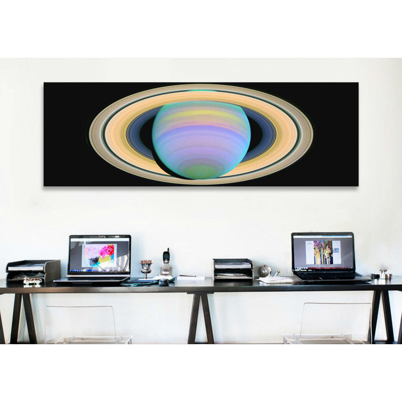 Impression d’art graphique sur toile tendue, "saturn, H 12 po x l 36 po x P 1,5 po