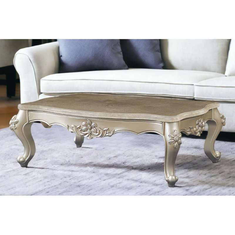Table basse en marbre véritable et bois massif 57 po Mee