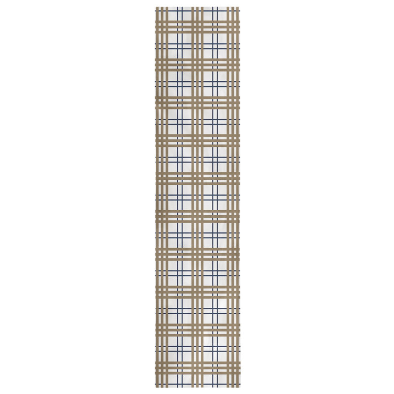 Chemin de table en polyester payant, L 72 po x l 16 po, Bleu millénaire / or nouveau siècle