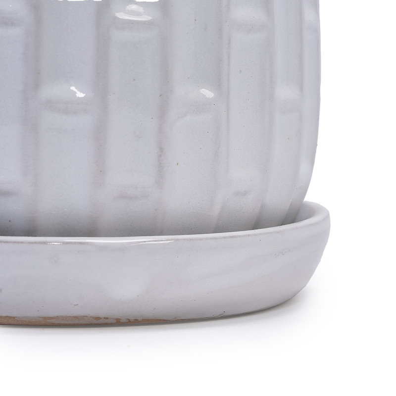 Ensemble de 2 pots de fleurs en céramique, jardinière moderne de 7 po pour patio, jardin, rebord de fenêtre - gris, Blanc