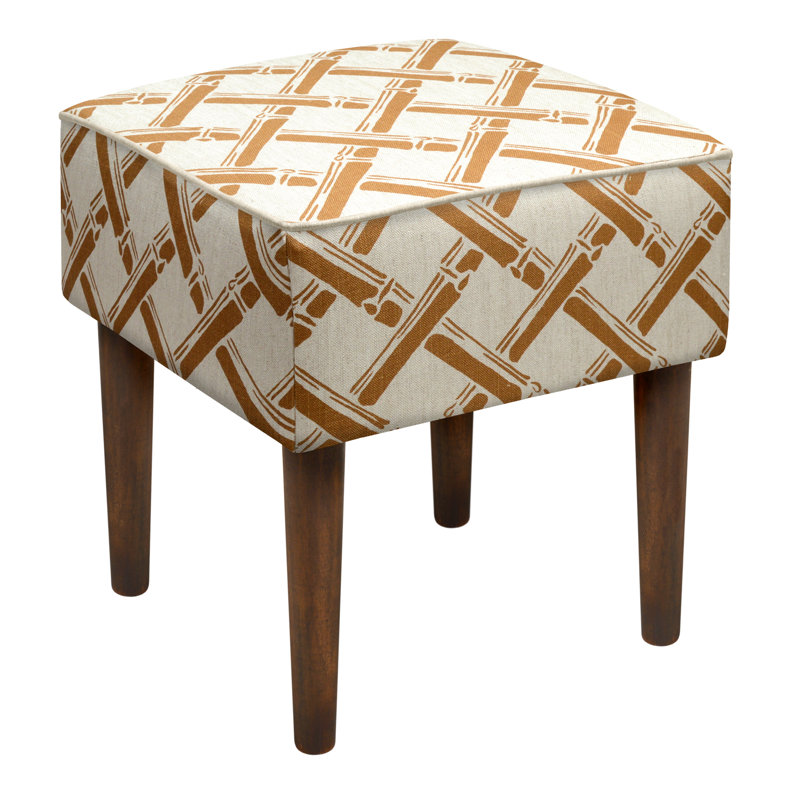 Caramel Bamboo Trellis Upholstered Vanity Stool