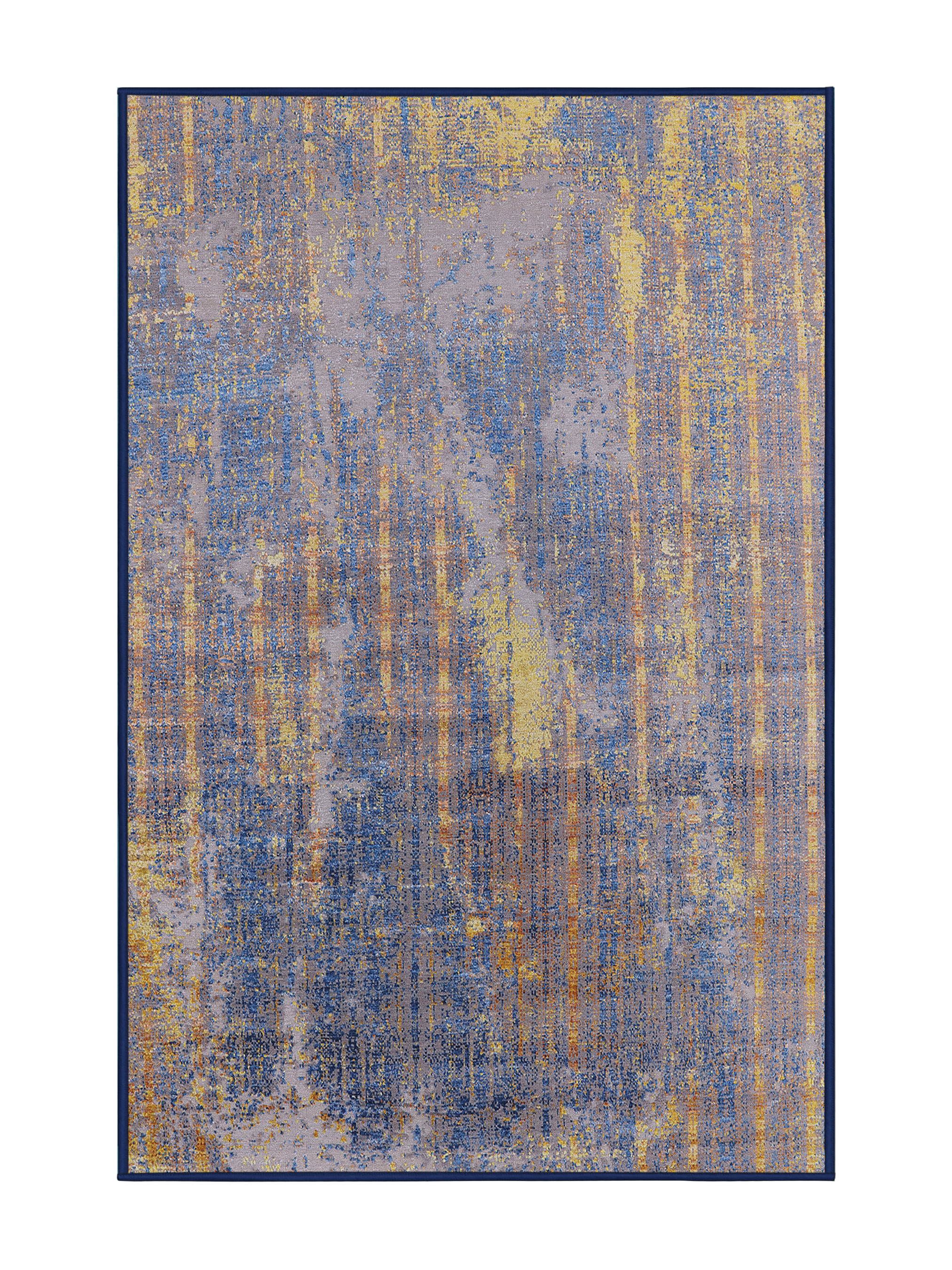 17 Stories Buellton Abstract Blue/Yellow Area Rug | Wayfair