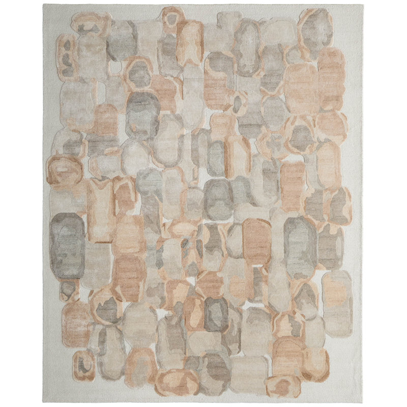 Ludo Modern Abstract Tan Area Rug, Rectangle 2' x 3'
