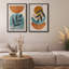 «Mid Century Shape Orange Green Pastel Polygon Abstract», reproduction d'art moderne sur toile encadrée 2 pièces-71660437-71660436