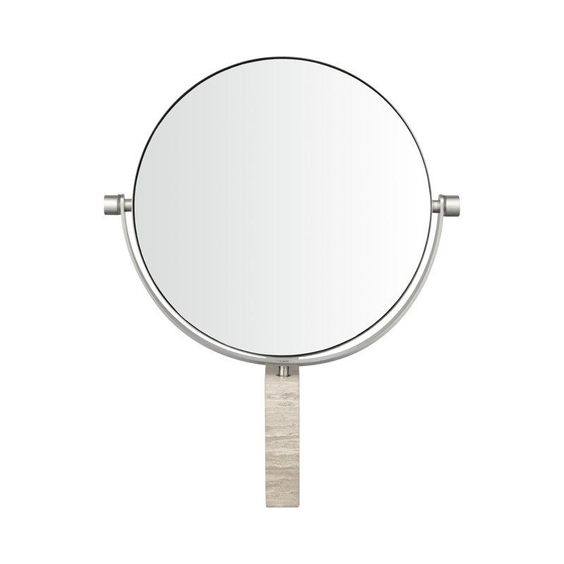 Lamura Round Magnifying Metal Framed Wall Mounted Bathroom / Vanity Mirror in Brushed Stainless Steel