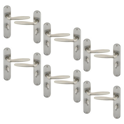 6x Urfic Rouen Metal Lever Latch Door Handles Set Rose Internal & External