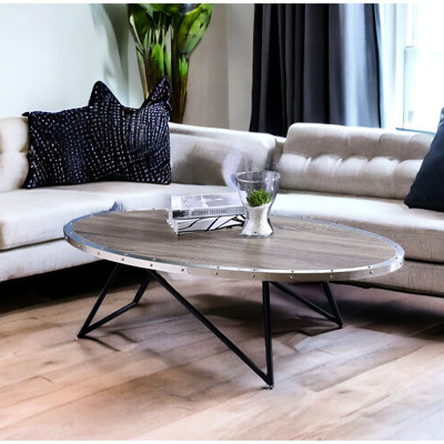 Table basse en métal et bois synthétique, chêne noir, profondeur de 23 po, capacité de 70 lb, poids du produit de 20 lb