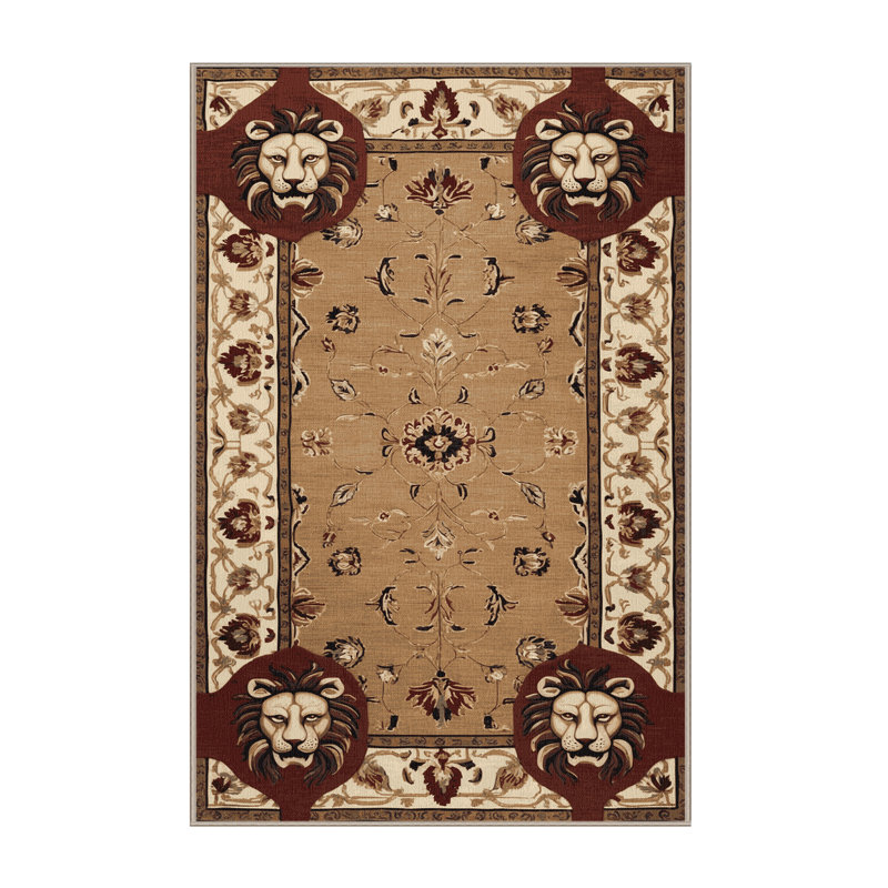Tapis brun français lavable à la machine, Rectangle 7 pi x 9 pi