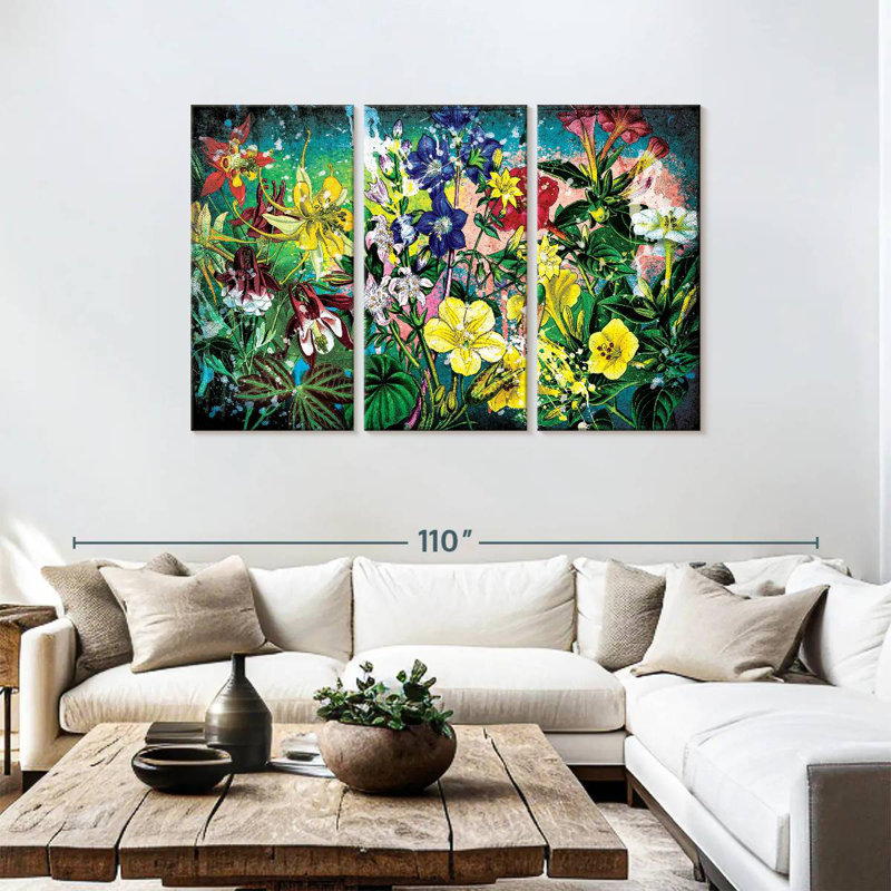 Harnek fleurs printanières grunge, H 48 po x l 74 po