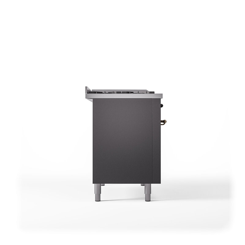 ILVE Nostalgie II 48 in Dual Fuel Range, 5 Burner, Griddle, Frenchtop, Liquid Propane, Graphite Matte/Bronze