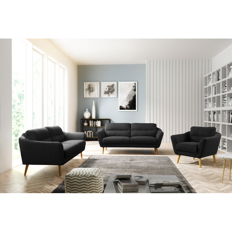 Rosales Odense 2 Seater Upholstered Loveseat, Black, 2