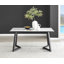 Industrial Design White & Grey Marble Effect Melamine Dining Table Set with 6 Faux Leather Chairs-87462918